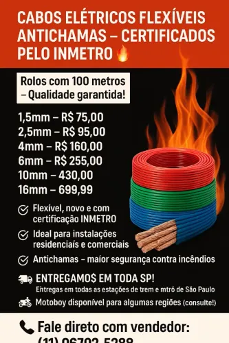 Cabos elétricos flexível antichamas 