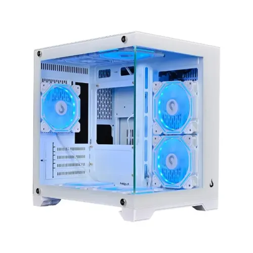 Gabinete  Rise Mode Galaxy Glass M Mini, Vidro Temperado, Branco, Sem Fans/Coolers, Novo, 