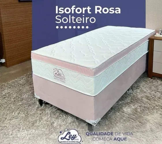 Cama box solteiro rosa ley colchoes
