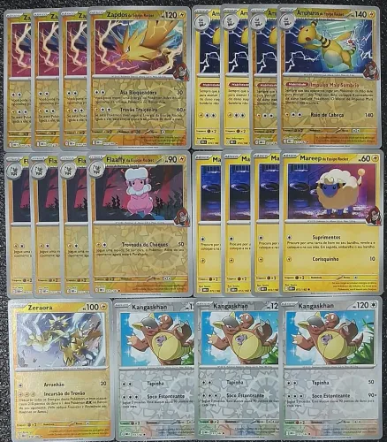 Deck zapdos da equipe rocket cartas originais de pokémon