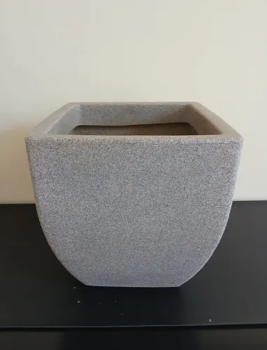 Vaso de Planta Cinza flores Arranjos cachepot Decoração Médio 30 cm Polietileno 
