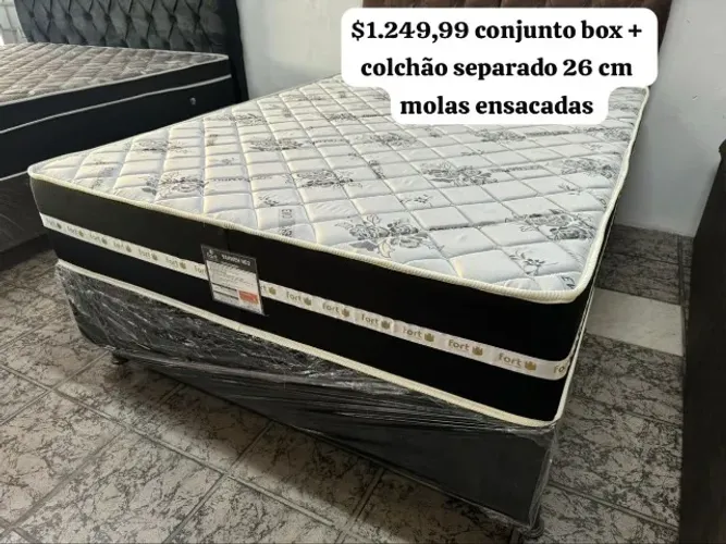CAMA CASAL + COLCHÃO MOLAS ENSACADAS, NOVA