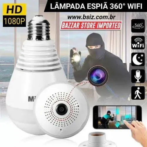 Lâmpada Espiã 360º WiFi HD 1080p - Segurança Discreta