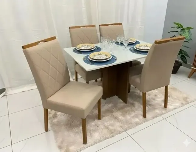 PROMOÇÃO Mesa de jantar 4 lugares Grace bege 