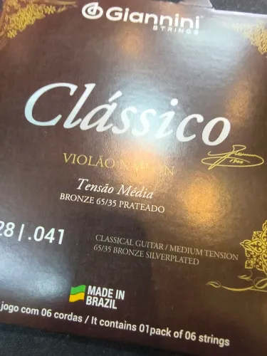 Encordoamento Giannini clássico tensão média cobre prateado violão de nylon clássico mpb
