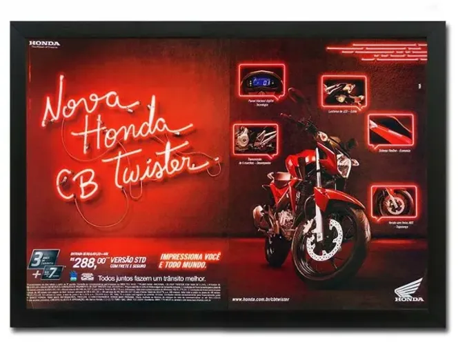Honda CB 250 Twister - Quadro / pôster decorativo com propaganda original de revista