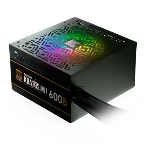 Fonte ATX 600W Real PFC Ativo 80 Plus Bronze Kratos M1 Gamdias Led RGB - WZetta