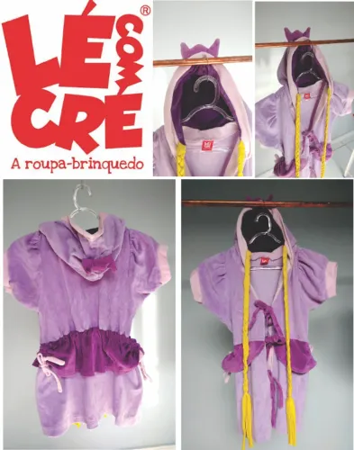 ROUPÃO RAPUNZEL + SACOLAS + TOALHA + CAUDA DE SEREIA LÉ COM CRÉ