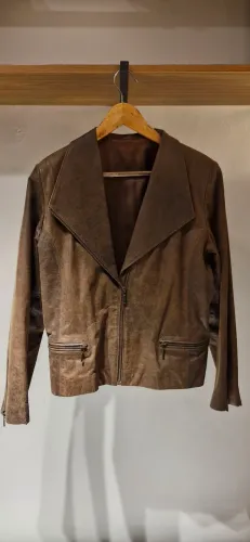 Jaqueta de Couro Marrom Vintage
