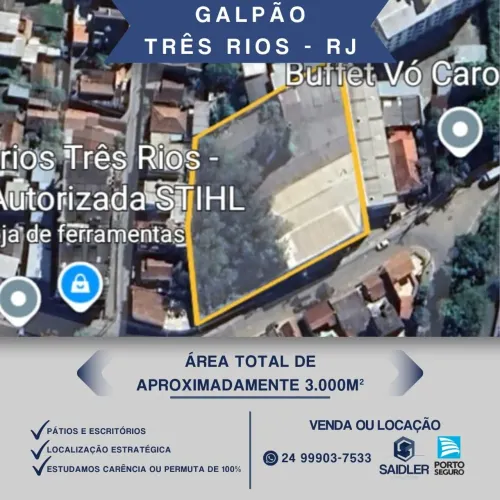 Galpão para venda ou locação no centro de Três Rios RJ