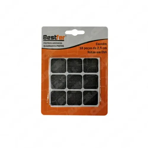 PROTETOR ADESIVO EVA QUADRADO C/18PCS PRETO 2,5CM 8G BESTFER