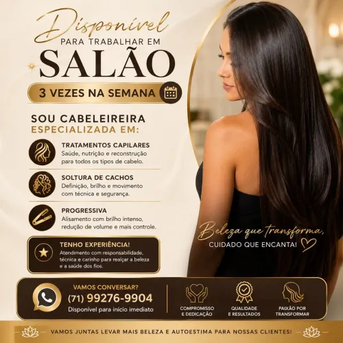 Disponível para vaga em salão de beleza