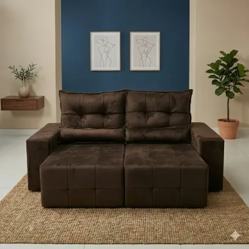 Promoção sofa retratil e reclinavel marrom FRETE GRATIS