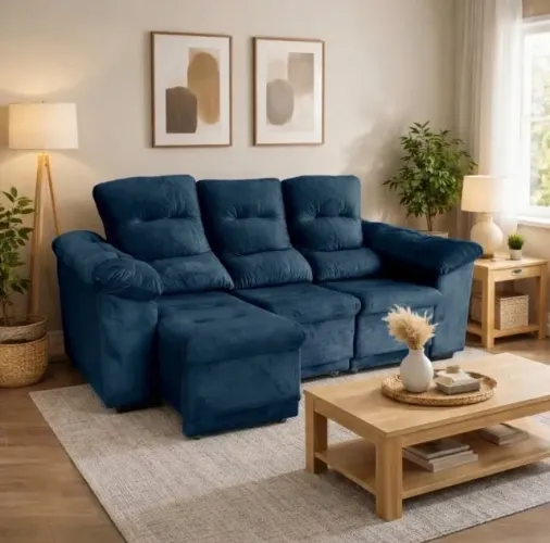 Sofá Retrátil Reclinável Lumina 2,10 Azul