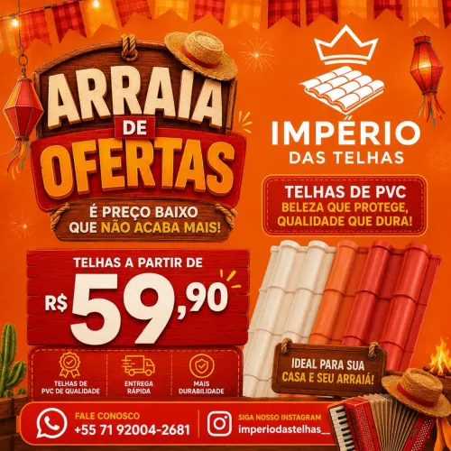 Arraiá de Ofertas: Telhas PVC a partir de R$59,90!