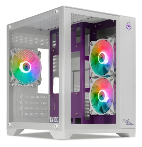 Gabinete Gamer Mancer CV100 Purple Edition, Mid-Tower, Lateral De Vidro, Com 3 Fans