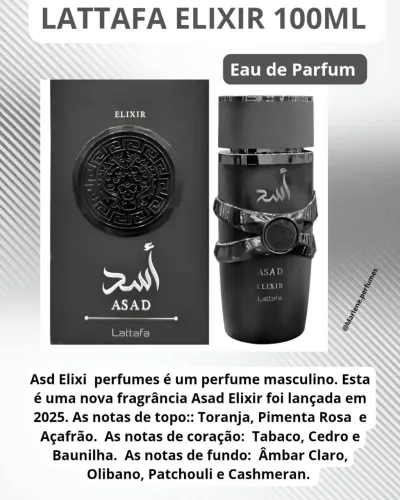 Lattafa Asad Elixir Eau de Parfum masculino 100ml- Árabe