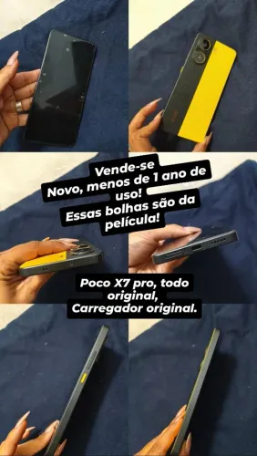 Celular poco X7 pro, todo original e carregador original! Essas bolhas são da película.