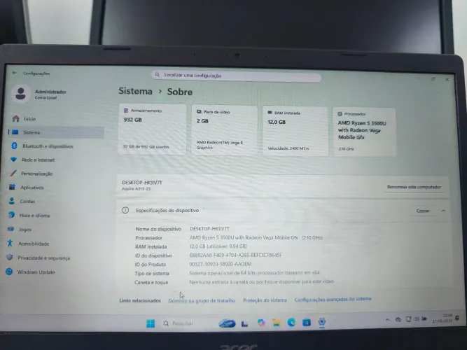 Notebook Acer 3 Ryzen 5