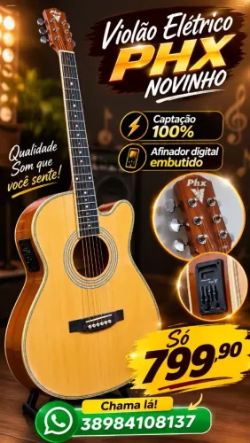 Violão phx elétrico semi novo