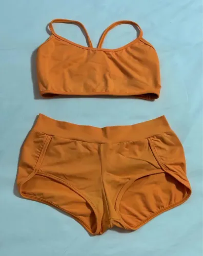 Conjunto pole dance fitness laranja poliamida P