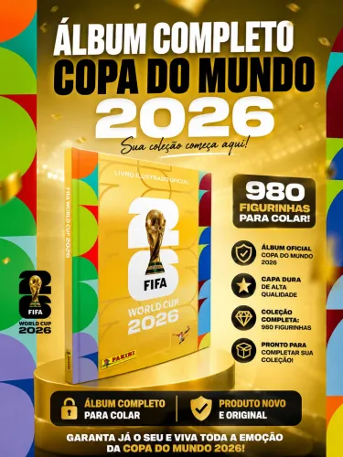 Álbum dourado copa do mundo 2026 completo para colar com as 980 figurinhas