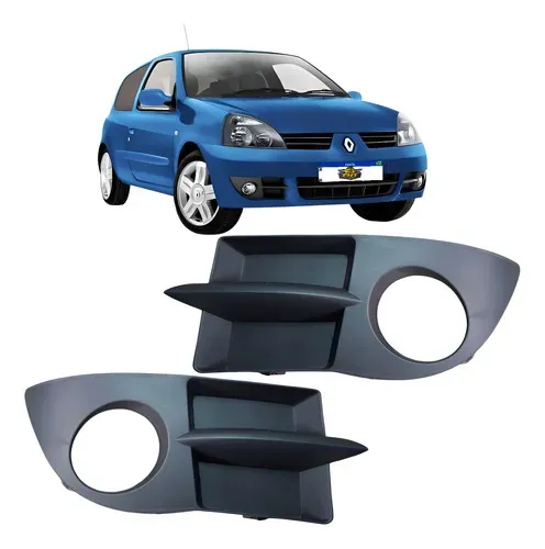 Par Grade Moldura Farol Milha Clio 2006 A 2012 C/furo Preto Ambos Lados