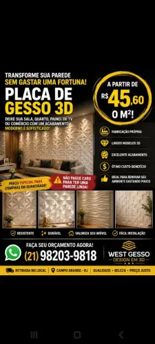 PLACAS DECORATIVA DE GESSO 3D