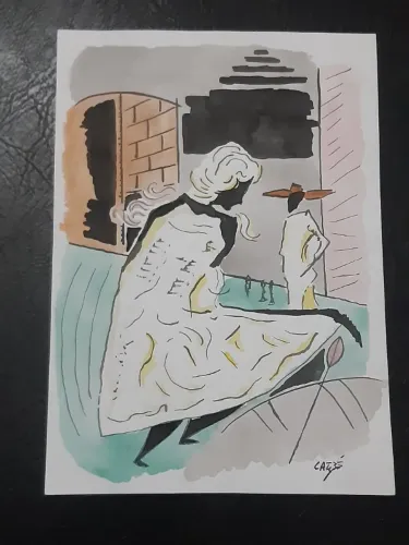 Desenho aquarelado de Carybé