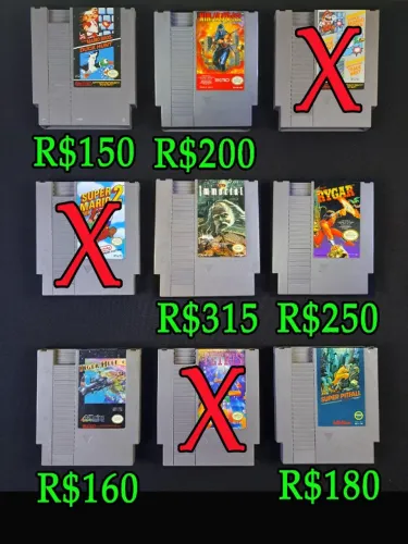 Jogos NES Originais Nintendo. Metroid, Metal Gear, Rygar, Tyger Heli, Pitfall, Mario Bros