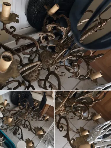 lustre candelabro modelo luis xv em bronze