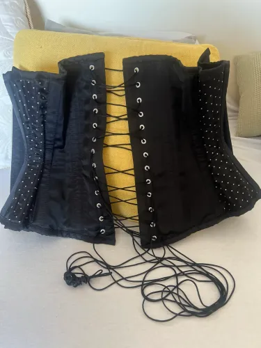Corset Corselet Corpete Espartilho Preto Poá