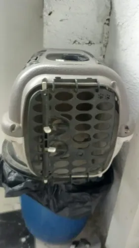 Caixa para cachorros e gatos da Panther Plast Pet cor cinza.