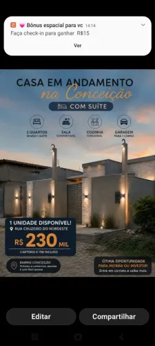 Vendo casa de 2/4 sendo uma suíte na Conceição 