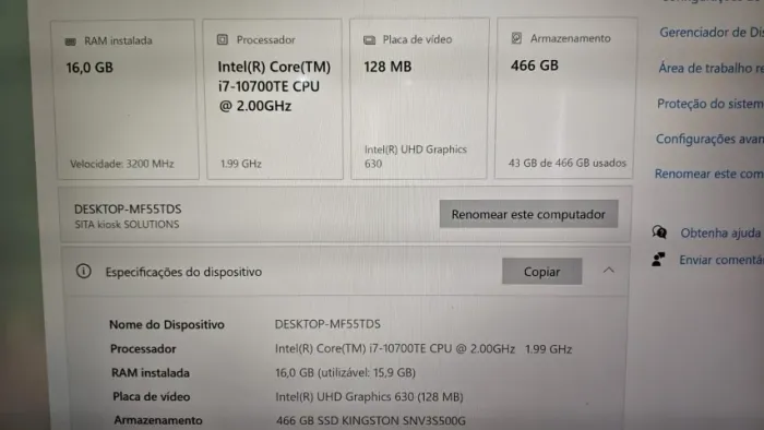 Placa mãe, memoria ram notebook 16 gigas, nvme 500 gigas