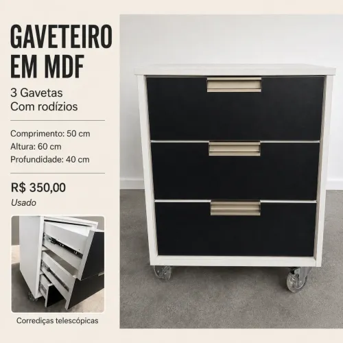 Gaveteiro 3 gavetas