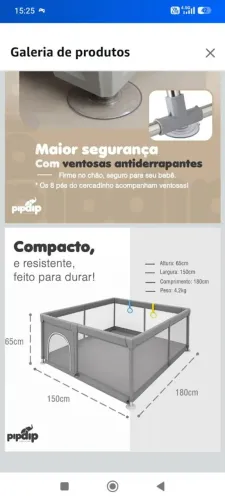 Cercadinho Infantil Grande 180x150 Marca YR