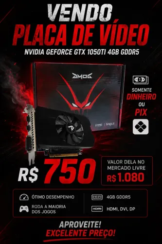 Vendo placa de vídeo gtx 1050ti 4gb gddr5 