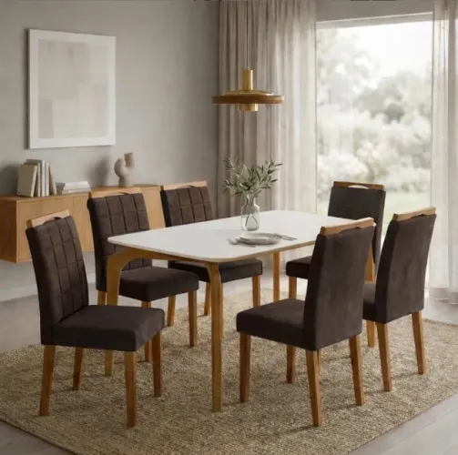 Conjunto Savana 4 Lugares com Tampo de Vidro
