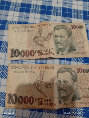 Notas antigas de 10mil cruzeiro