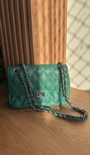 Bolsa Linea Bella em Couro Legítimo Verde