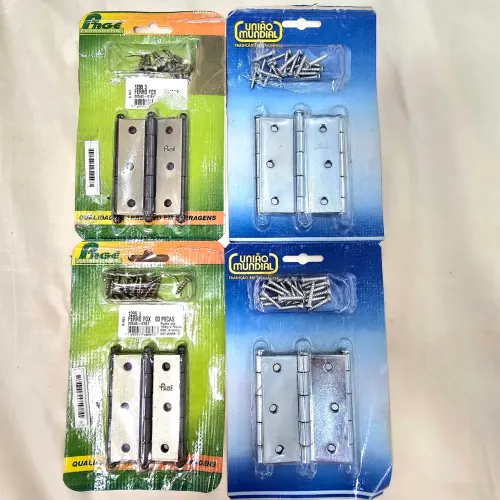 Kit 12 Dobradiças para Porta União Mundial + Pagé com Parafusos