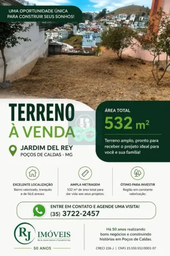 Terreno à venda, 532 m² por R$ 390.000 - Jardim Del Rey - Poços de Caldas/MG