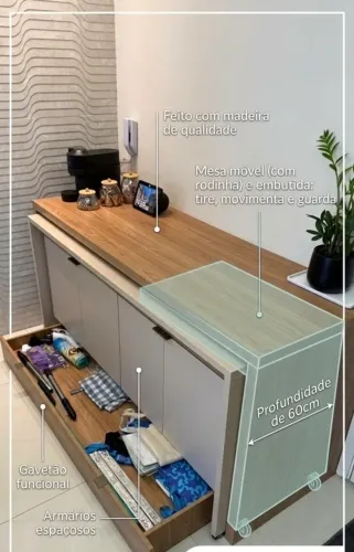 Aparador com Mesa de Jantar Embutida