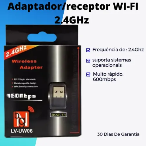 Adaptador WI-FI receptor wireless usb sem fio 600mbps - Loja física