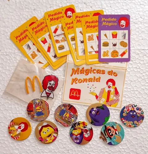 Kit McLanche Feliz McDonalds Jogo Mágica Tazo Estampa Ronald Anos 80