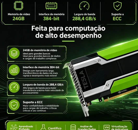 Placa de vídeo Tesla P40 24GB ECC (LLM/IA)