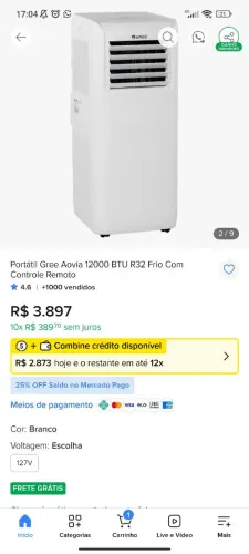 Ar-condicionado Móvel Gree 12000 BTUs 