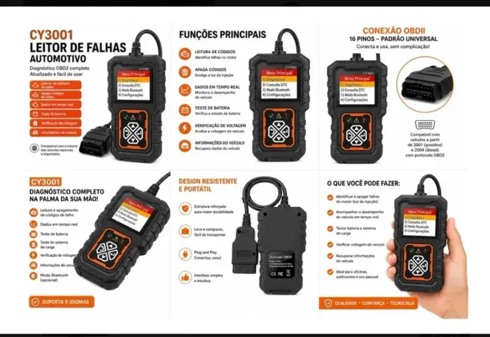 Scanner automotivo modelo CY3001