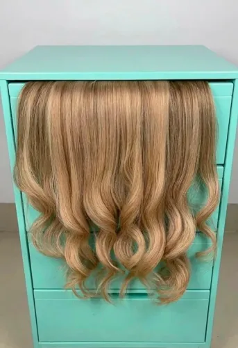 Cabelo Humano Loiro Mechado (duas Telas tictac cerca de 120g e 50 cm)